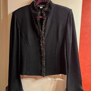 Black Women's Jacket with Embellished Trim